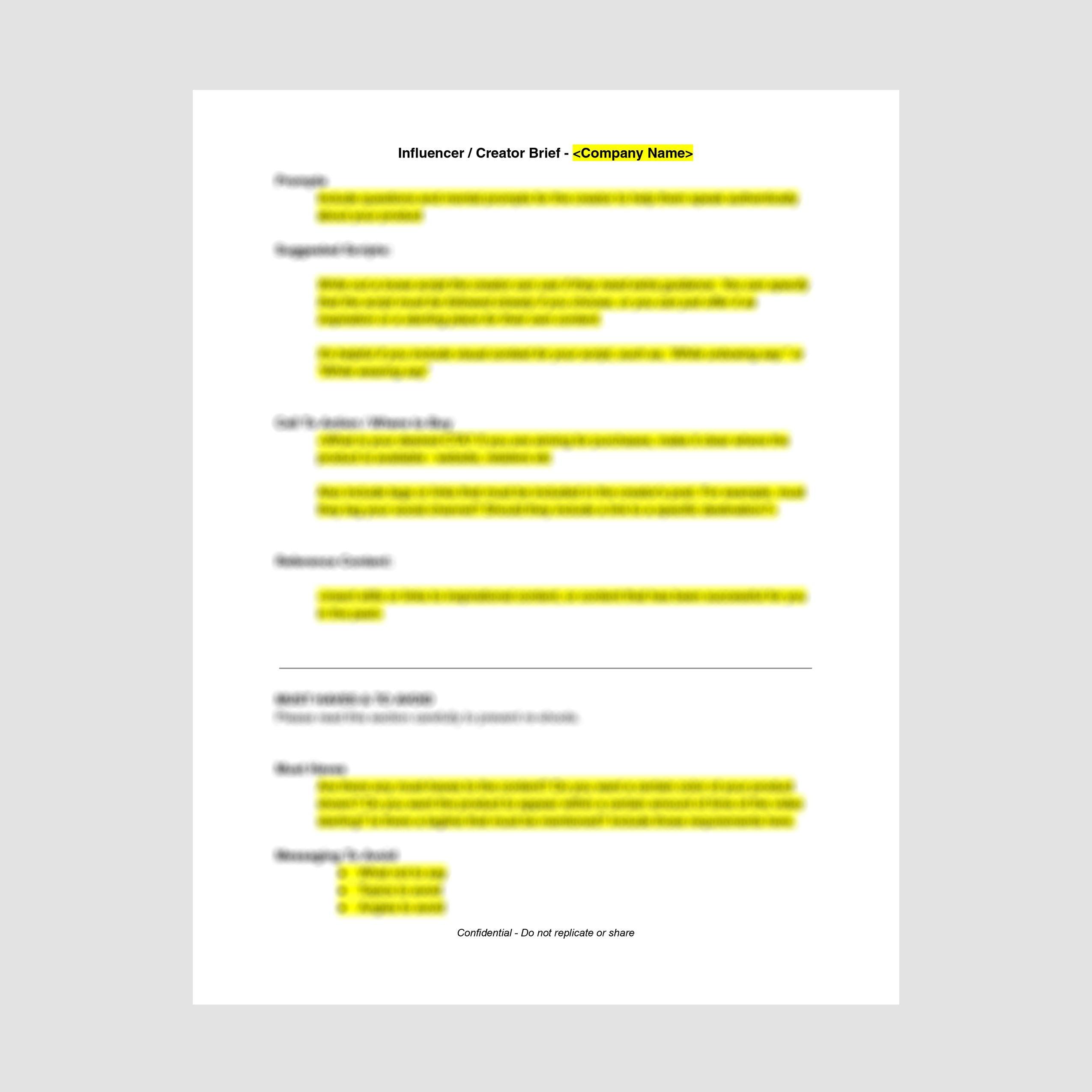 Influencer/Creator Brief Template