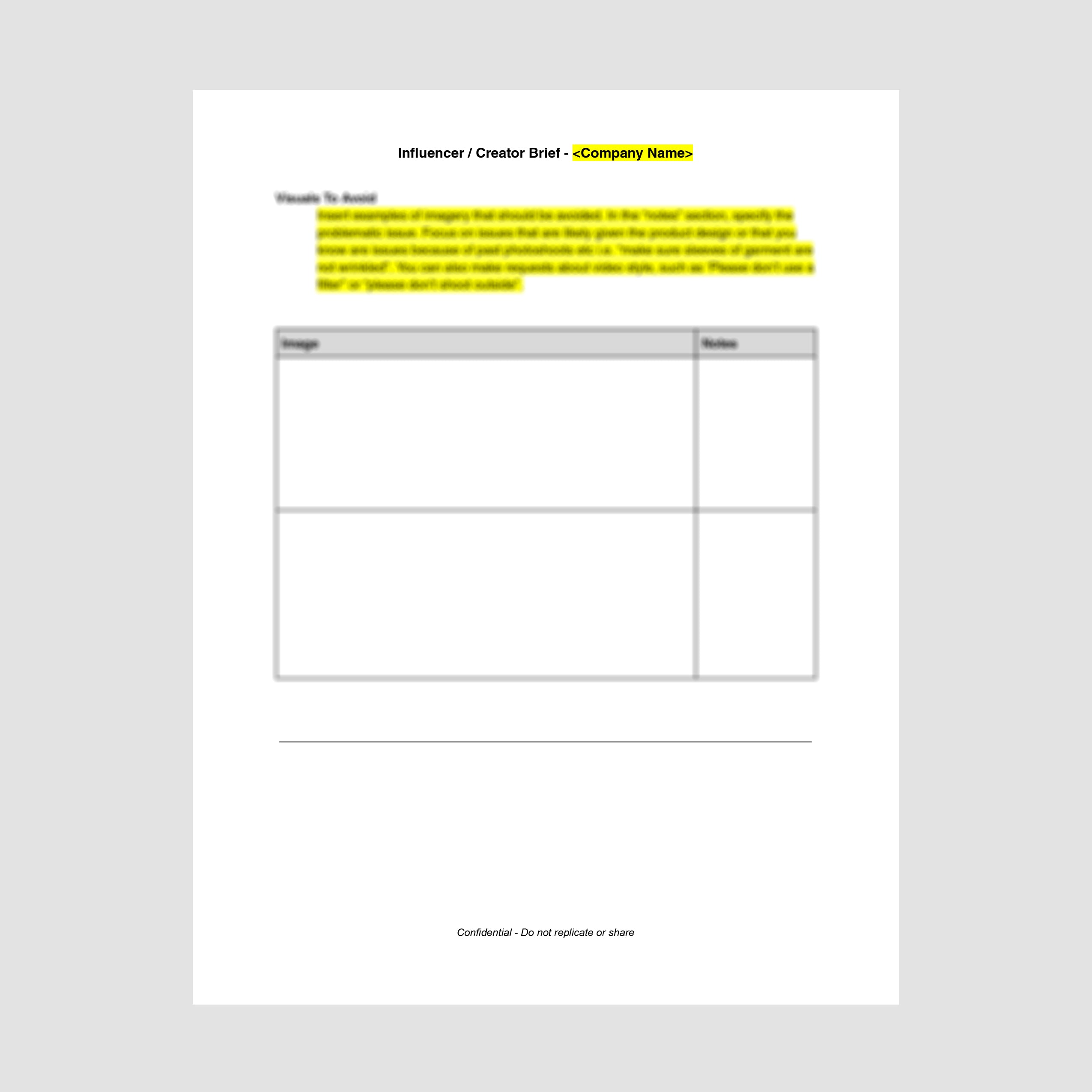 Influencer/Creator Brief Template
