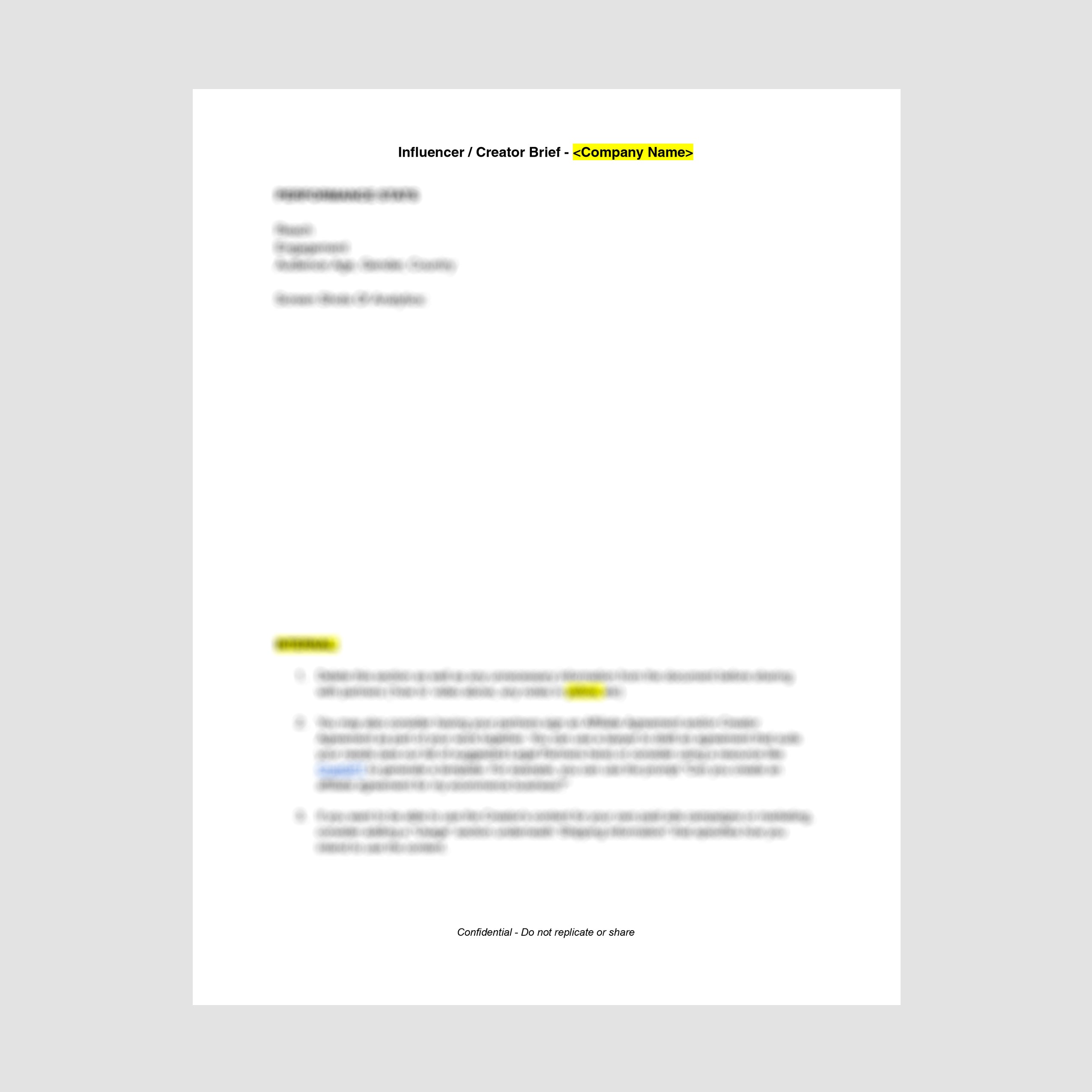 Influencer/Creator Brief Template